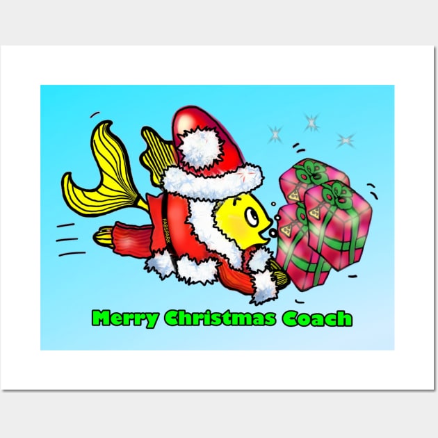 SantaFish- Merry Christmas Coach Wall Art by FabSpark